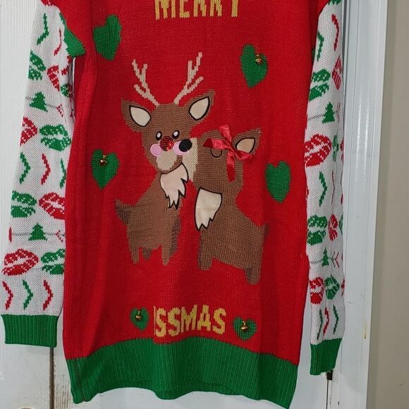 Merry Christmas Reindeer Jingle Bells Ugly Sweater - Picture 2 of 5